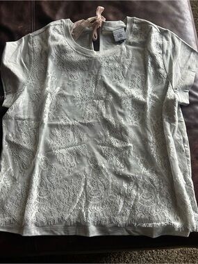 CAbi Mint Lace Front Short Sleeve Tee